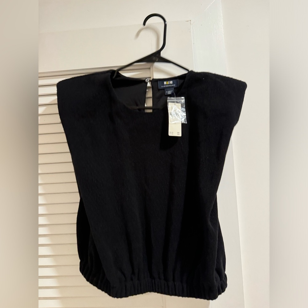 NWT MAEVE by Anthropologie black padded shoulder tank